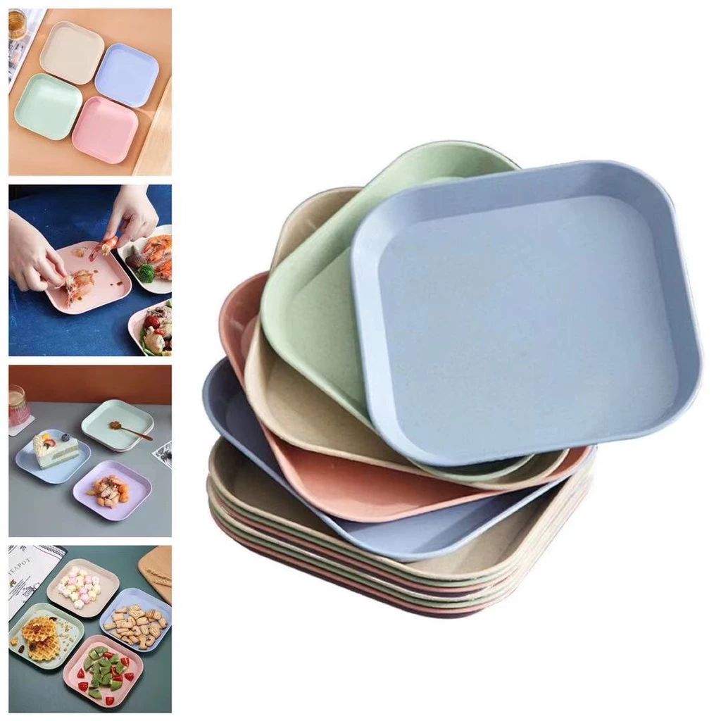12pcs/set Creative Square Plastic Tableware Saucer Plate